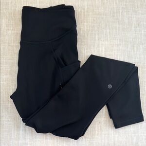 Lululemon Wunder Under Black Leggings with Pockets; Never Worn, Size 6, 28’ L